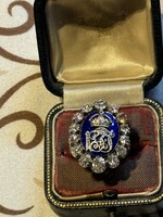József Ferenc monogram antique ring with three carat diamonds for sale