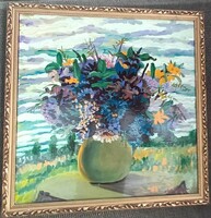 Gábor Zoltán Turök - flower still life outdoors - oil / wood painting