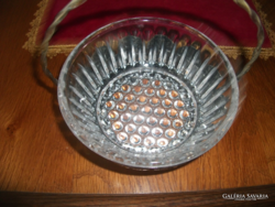 Old handwork metal small basket with cam glass, unused