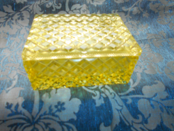 Antik  vastag  sárga színű üveg  doboz