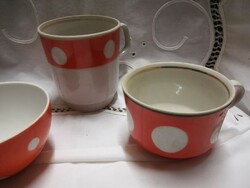Russian porcelain polka dot cups + mug