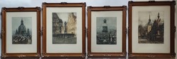 Rudolf Veit (1892-1979): 4 etchings. German cities: Dresden, Munich, Rothenburg.