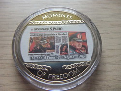 10 Dollar pinochet dictatorship 1989 non-ferrous metal commemorative medal in closed capsule 2004 liberia