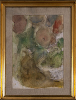 Béla Czóbel (1883-1976): flowers, watercolor, sketch, mng with critique
