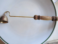 Old copper candle snuffer candle taper wooden handle