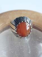 Old silver ring with carnelian stone - size 64