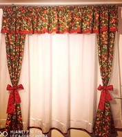 Strawberry pattern curtain set with side decor, new