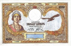 Jugoszlávia 1000 dinár 1931 REPLIKA UNC