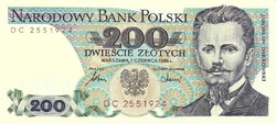200 Zloty zlotych Poland 1986 aunc