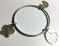 Special silver bracelet, big heart, flower, moon, pendant, charm, decorative bracelet, handmade silversmith