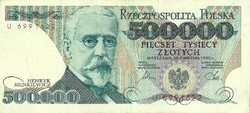 500000 zloty zlotych Lengyelország 1990 Ritka