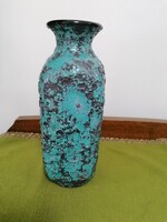 Retro applied art ceramic turquoise vase by éva Bod