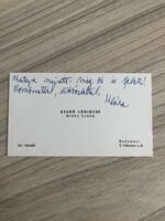 Szabó Lőrinc író költő feleségének Mikes Klárának dedikált névjegykártyája