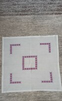 Blue-red cross-stitch embroidered tablecloth