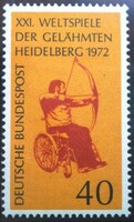 N733 / Németország 1972 Sportfesztivál rokkantaknak bélyeg postatiszta