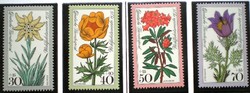 N867-70 / Németország 1975 Népjólét : Alpesi Virágok bélyegsor postatiszta
