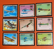 1981. Paraguay filázott repülés  bélyegek F/7/10