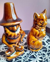 Glazed ceramic figurines/ cat and elf