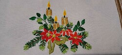Old Christmas embroidered table runner (m4701)