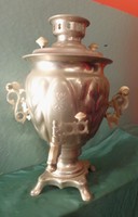 Copper samovar/nickel-plated, approx. 30 cm high, electric, original Tula production, with standard cord