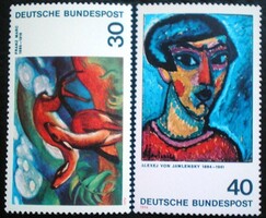 N798-9 / Germany 1974 paintings - German expressionist stamp series postal clearance