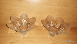 Retro üveg tálka gyertyatartó párban - átm. 12-13 cm (31/d)