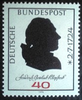 N809 / Németország 1974 Friedrich Gottlieb Klopstock költő bélyeg postatiszta