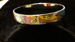 Bizuk: metal fire enamel painted round bangle bracelet 7x1 cm new.
