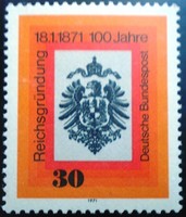 N658 / Németország 1971 A Német Birodalom fennállásának 100. évfordulója bélyeg postatiszta