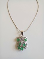 925 Silver pendant with real emerald and star necklace