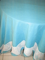 Beautiful vintage blue crochet lacy tablecloth