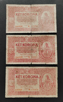 3 x 2 Korona 1920, G-VG