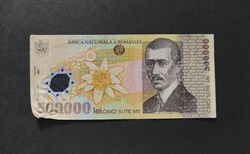 Rare! Romania 500,000 Lei 2000, polymer, (one corner is damaged)