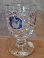 Hit - Remény - Szeretet ---Antik metszett üveg pohár, 19. század