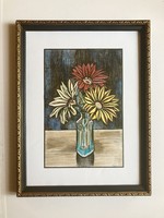 Floral still life - 28x35 cm with frame