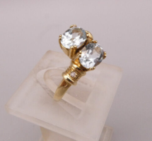 Topaz-diamond 14 kr. Golden ring