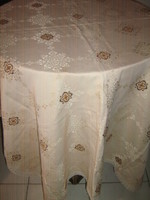 Beautiful hand-embroidered damask tablecloth