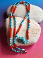 Coral-turquoise necklace/63cm/