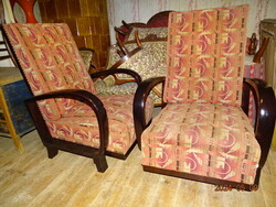 Refurbished art deco armchair pair rare !! Contemporary original! With upholstery around 1920-35 !!!