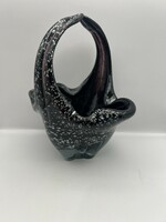 Murano glass holder, with silver grains, 20 x 16 cm. 5084