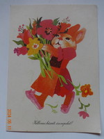 Old graphic Easter greeting card - drawing by Irene Tomaska