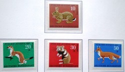 N529-32 / Németország 1967 Ifjúságért : Prémes állatok bélyegsor postatiszta