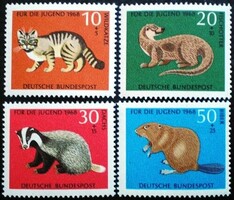 N549-52 / Németország 1968 Ifjúságért : Veszélyeztetett állatok bélyegsor postatiszta