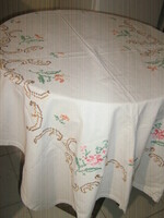 Wonderful cross-stitched floral tablecloth