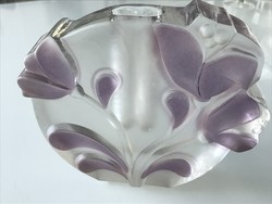 Vintage walther glass orchid vase, leaf weight, 15 cm high