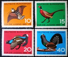 N464-7 / Németország 1965 Ifjúságért : Vadászható szárnyasok bélyegsor postatiszta