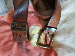 Levis thick leather belt, good condition - original, with brand, markings, antique buckle