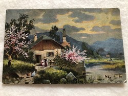Antique, old litho postcard - k. U.K. Stamp -10.