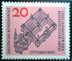 N428 / Németország 1964  Ottobeuren bencés kolostor bélyeg postatiszta
