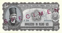 25 lei 1952 Románia 000000 MINTA SPECIMEN aUNC Ritka